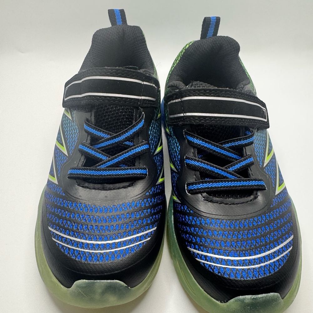 Athletic Works Light Up Toddler Boy Shoes Size 11 Blue Green and Black Color